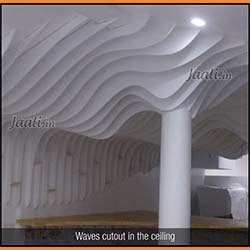 Baffel ceiling made out of plywood giving an awesome wave effect copy